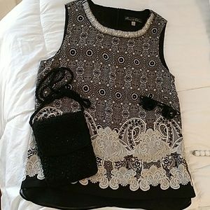 Black, Gray, & Cream Top